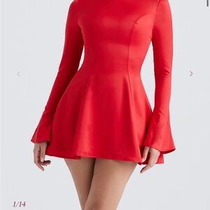 houseofcb sacha red satin mini dress